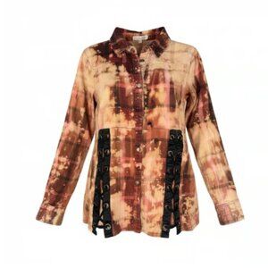 Bleached Flannel Corset Lace-Up Shirt